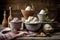 freshly churned ice cream in rustic ceramic bowls
