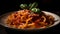 Freshly cooked fettuccine with savory Bolognese sauce generated by AI