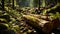 Freshly cut natural logs from trees at logging site