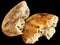 Freshly Fireplace Baked Domestic Traditional Aromatic Leavened Pitta Flatbread Torn Loaf Halves Isolated On Black Background