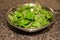 Freshly foraged organic healthy green nettle leaves