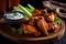 Freshly grilled buffalo chicken wings with savory sauce ,generative AI