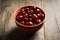 Freshly harvested cherries bowl