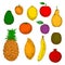 Freshly harvested fruits retro sketch icons