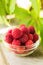 Freshly harvested raspberries