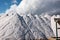 Freshly harvested salt mountains before dramatic sky on Majorca