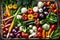 Freshly harvested vegetables from a traditional market