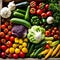 Freshly harvested vegetables from a traditional market