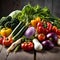 Freshly harvested vegetables from a traditional market