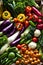 Freshly harvested vegetables from a traditional market