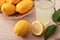 Freshly lemon beverage on wooden table detail elevated