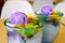 Freshly made Halo Halo or ice shavings with milk and sugar topped with ice cream and other sweet ingredients