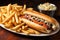 freshly made philly cheesesteak on a plate with a side of fries