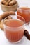 Freshly made tamarind juice on white table, closeup