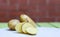 Freshly organic potatoes on cutting board