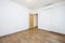 Freshly painted empty room with dark wood tile floor and pine wood door,