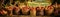 Freshly Picked Apples Displayed In Traditional Farm Baskets. Panoramic Banner. Generative AI