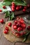 Freshly picked cherries