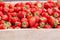 Freshly picked Strawberry in a wooden box. Sweet natural fruits in wooden crate