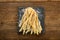 Freshly prepared handmade bundle of Fettuccine Italian pasta