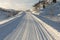 Freshly prepared ski tracks in the mountains in Setesdal, Norway