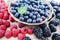 Freshly raspberry blueberry fruit antioxidant food