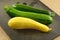 Freshly rinsed zucchini and summer squash