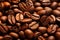 Freshly roasted coffee beans create an aromatic and textured background