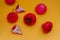 Freshly rose apple fruit isolated on orange background.