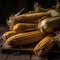 Freshly Shucked Corn on Rustic Wooden Board