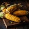 Freshly Shucked Corn on Rustic Wooden Board