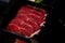 Freshly thin beef prepared for hot pot and Japanese sukiyaki