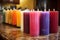 freshly unmolded homemade pillar candles