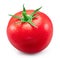 Freshly washed red tomatoes covered with water drops on white background