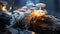 Freshness of autumn edible mushrooms grow in the forest generated by AI