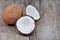 Freshness coconut on rustic table