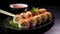 Freshness and cultures rolled up in maki sushi generated by AI