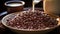 Freshness in a cup, dark bean addiction generated by AI