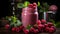 Freshness in a glass Raspberry mint yogurt smoothie, healthy and delicious generated by AI