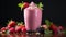 Freshness in a glass Raspberry yogurt smoothie with mint leaf generated by AI