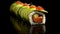 Freshness and gourmet meal avocado, seafood, maki sushi, sashimi, nigiri generated by AI