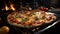Freshness and heat create gourmet pizza in rustic pizzeria generated by AI