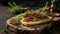 Freshness and indulgence on a rustic wooden plate gourmet sandwich