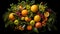 Freshness of nature bounty orange, apple, grape, tangerine, lemon, lime generated by AI