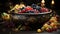 Freshness of nature bounty, a rustic bowl of juicy berries generated by AI