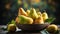 Freshness of nature bounty on a rustic wooden table generated by AI