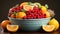 Freshness of nature organic, healthy eating vibrant fruit bowl generated by AI