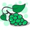 Freshness Personified: Hand-Drawn Illustration of Green Grapes with Leaf on White Background