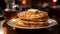 Freshness on plate homemade gourmet pancakes with honey generated by AI