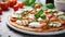 Freshness on plate, homemade pizza, healthy vegetarian meal generated by AI